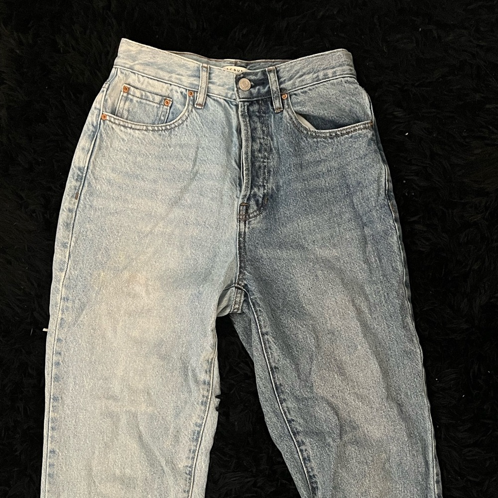 two tone dad jeans